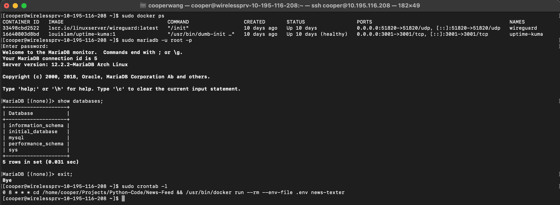 Processes Setup
